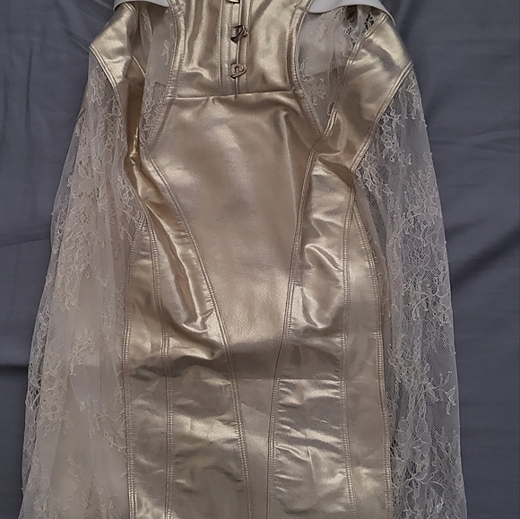 NWT Honey Birdette Marilyn Ivory Gold Vintage Look Dress 34D Small - Picture 8 of 11